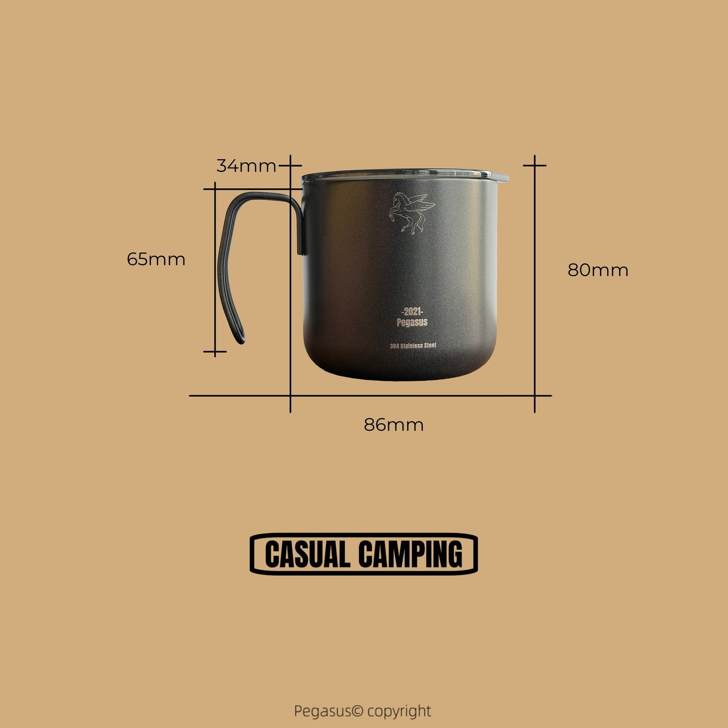 Black Insulated Camping Mug with Lid