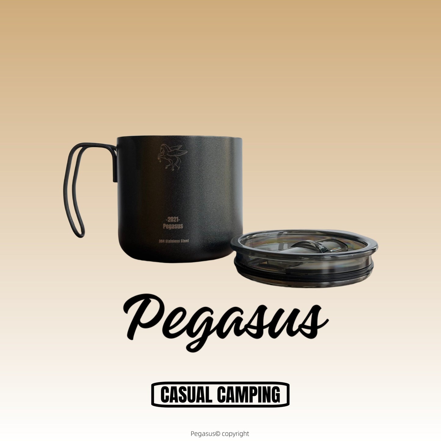 Black Insulated Camping Mug with Lid