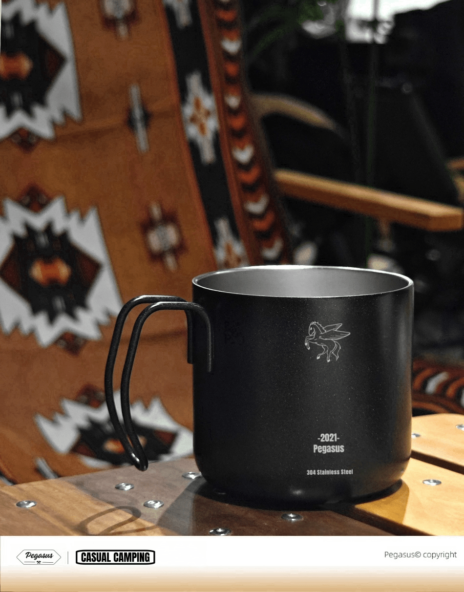 Black Insulated Camping Mug with Lid