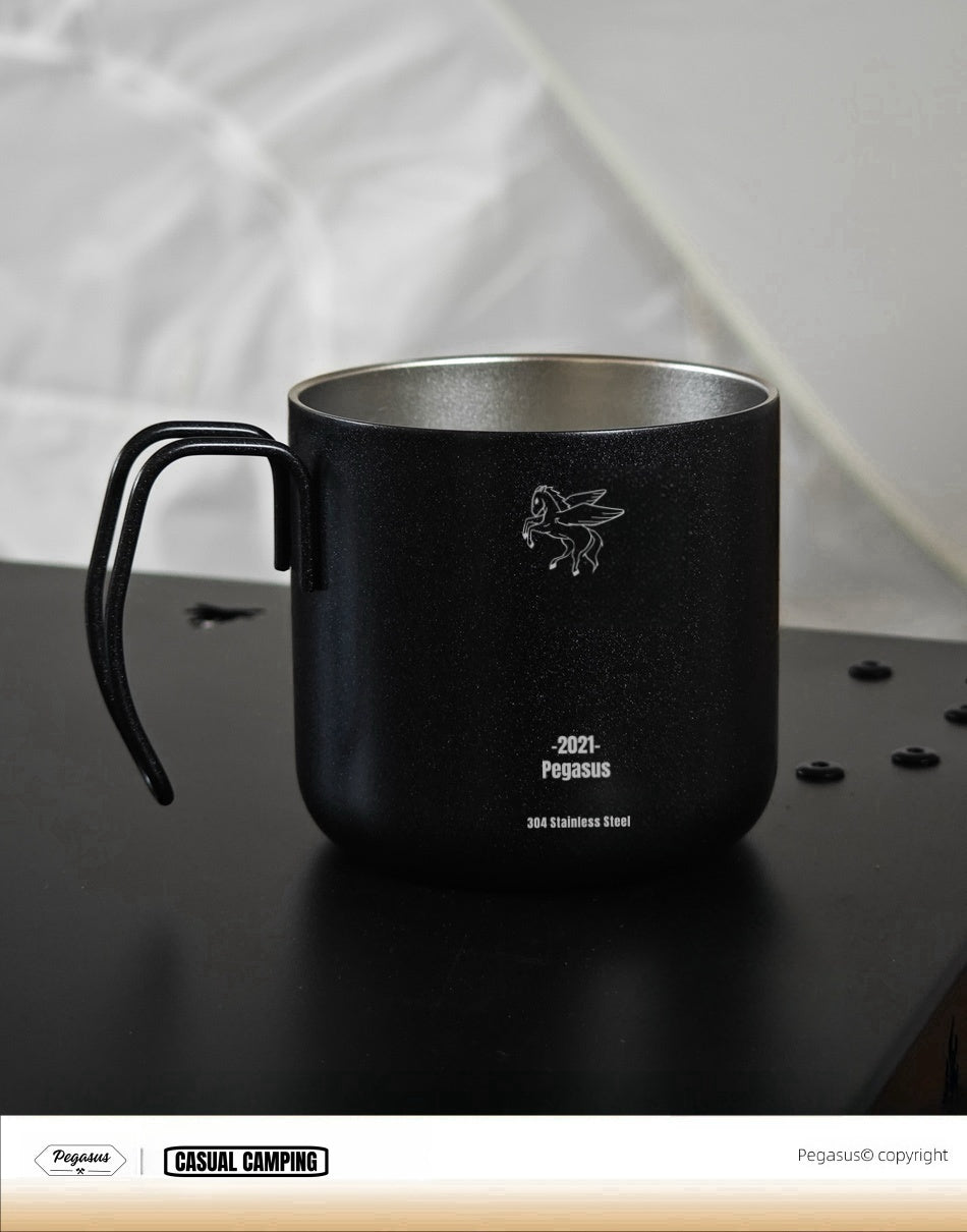 Black Insulated Camping Mug with Lid