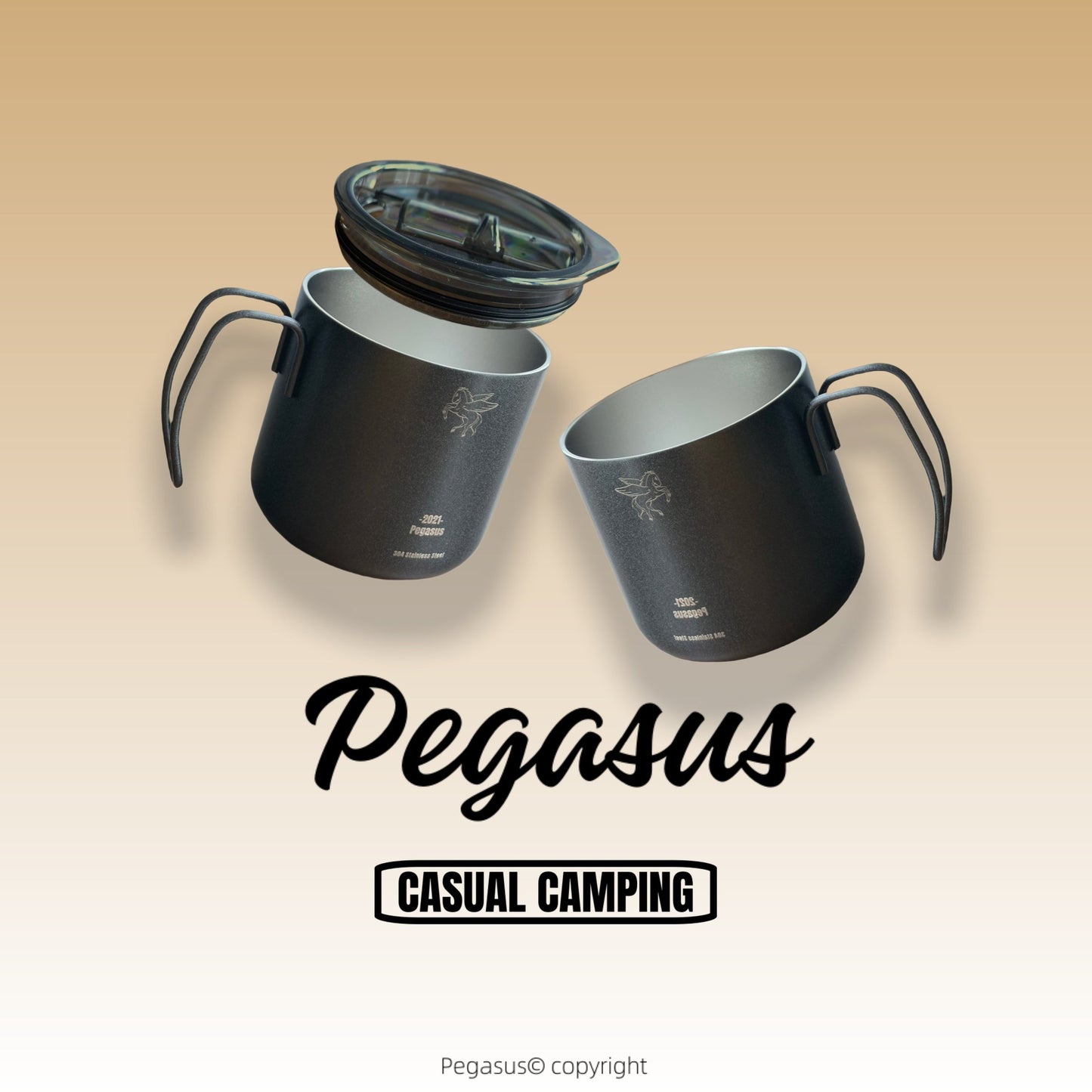 Black Insulated Camping Mug with Lid