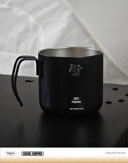 Black Insulated Camping Mug with Lid