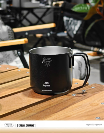 Black Insulated Camping Mug with Lid